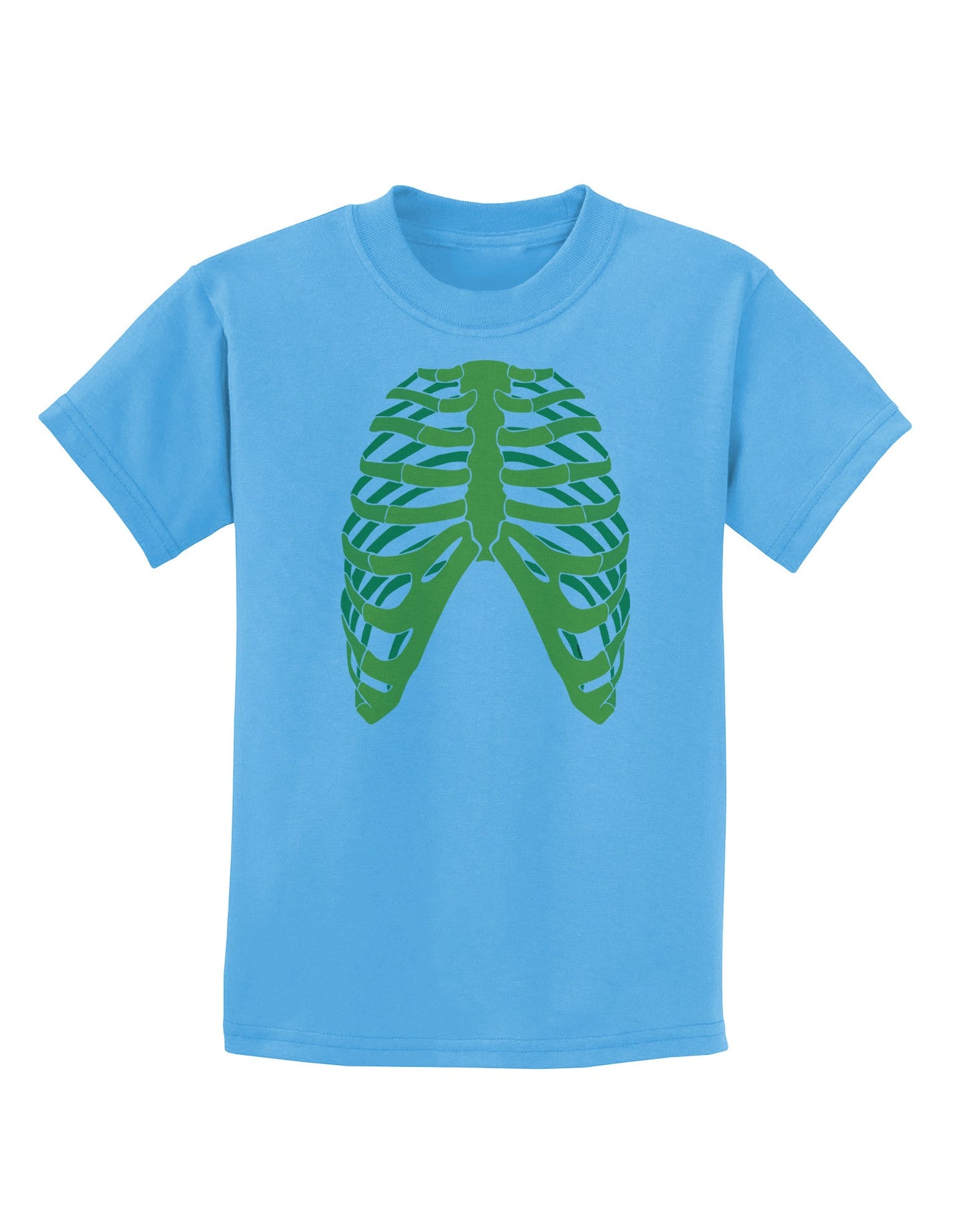 Human Green Skeleton Bones Ribcage Childrens T-Shirt-Childrens T-Shirt-TooLoud-Aquatic-Blue-X-Small-Davson Sales