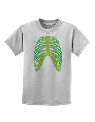 Human Green Skeleton Bones Ribcage Childrens T-Shirt-Childrens T-Shirt-TooLoud-AshGray-X-Small-Davson Sales