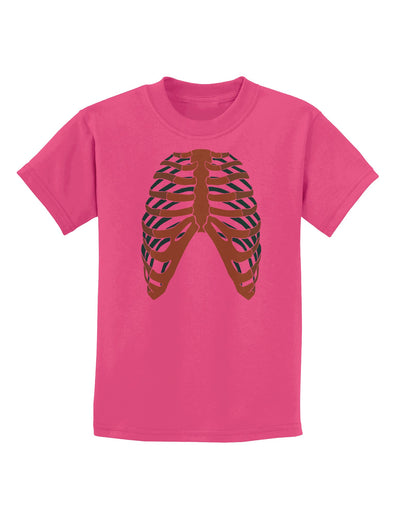 Human Green Skeleton Bones Ribcage Childrens T-Shirt-Childrens T-Shirt-TooLoud-Sangria-X-Small-Davson Sales