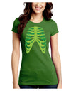 Human Green Skeleton Bones Ribcage Juniors Crew Dark T-Shirt-T-Shirts Juniors Tops-TooLoud-Kiwi-Green-Juniors Fitted Small-Davson Sales