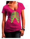 Human Green Skeleton Bones Ribcage Juniors V-Neck Dark T-Shirt-Womens V-Neck T-Shirts-TooLoud-Hot-Pink-Small-Davson Sales