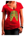 Human Green Skeleton Bones Ribcage Juniors V-Neck Dark T-Shirt-Womens V-Neck T-Shirts-TooLoud-Red-Small-Davson Sales