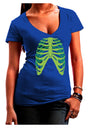 Human Green Skeleton Bones Ribcage Juniors V-Neck Dark T-Shirt-Womens V-Neck T-Shirts-TooLoud-Royal-Blue-Small-Davson Sales