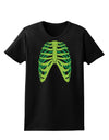 Human Green Skeleton Bones Ribcage Womens Dark T-Shirt-TooLoud-Black-X-Small-Davson Sales