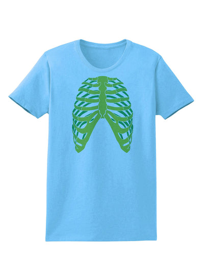 Human Green Skeleton Bones Ribcage Womens T-Shirt-Womens T-Shirt-TooLoud-Aquatic-Blue-X-Small-Davson Sales