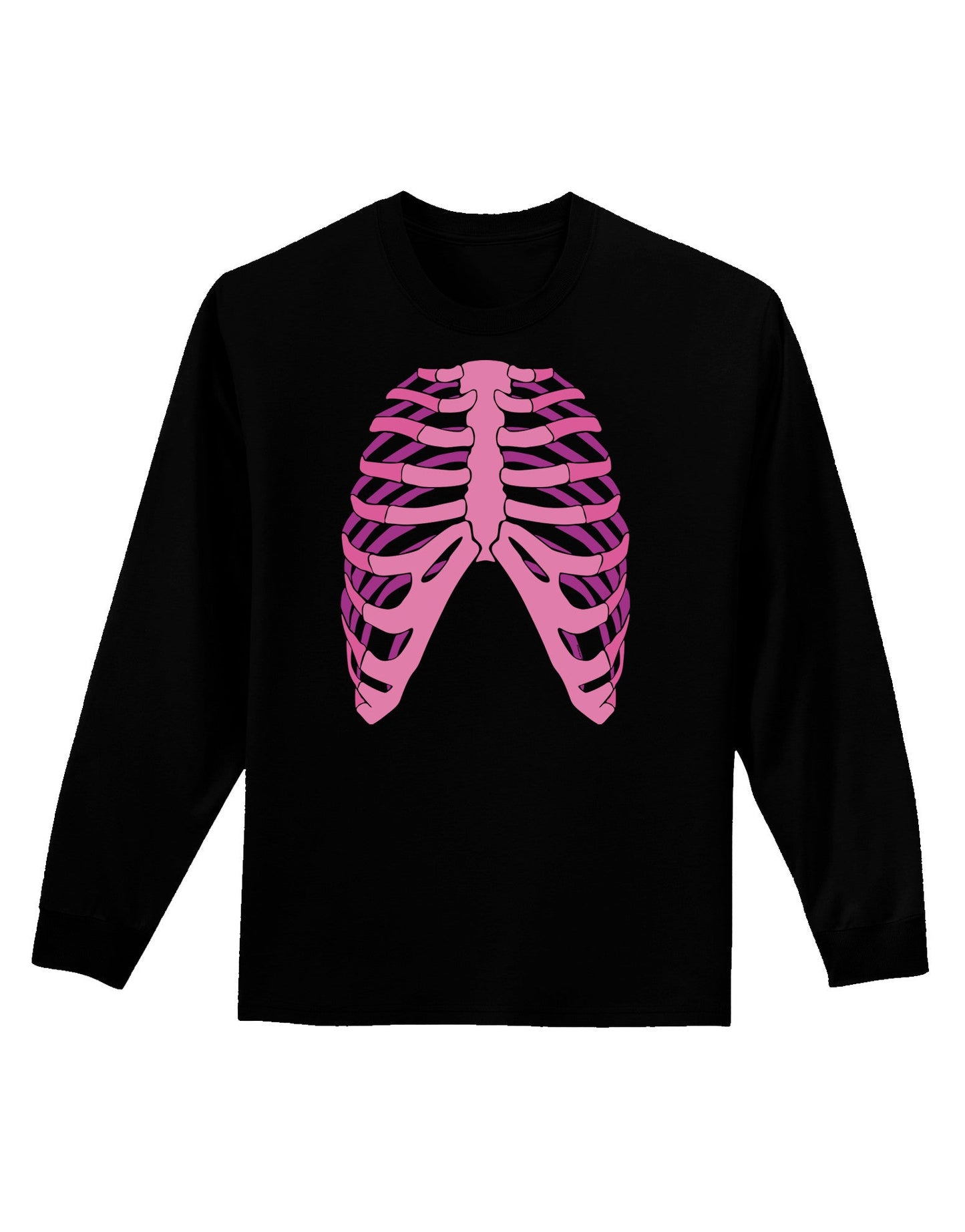 Human Pink Skeleton Bones Ribcage Adult Long Sleeve Dark T-Shirt-TooLoud-Black-Small-Davson Sales