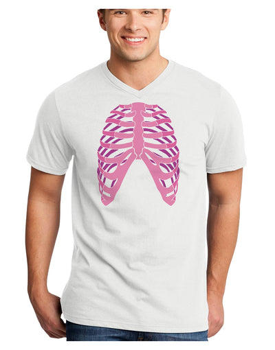 Human Pink Skeleton Bones Ribcage Adult V-Neck T-shirt-Mens V-Neck T-Shirt-TooLoud-White-Small-Davson Sales