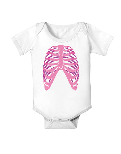 Human Pink Skeleton Bones Ribcage Baby Romper Bodysuit-Baby Romper-TooLoud-White-06-Months-Davson Sales