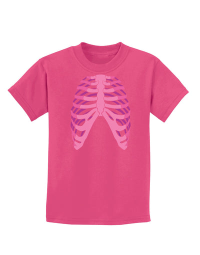 Human Pink Skeleton Bones Ribcage Childrens Dark T-Shirt-Childrens T-Shirt-TooLoud-Sangria-X-Small-Davson Sales