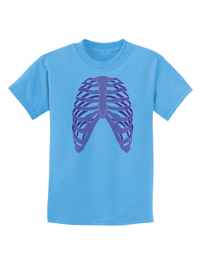 Human Pink Skeleton Bones Ribcage Childrens T-Shirt-Childrens T-Shirt-TooLoud-Aquatic-Blue-X-Small-Davson Sales