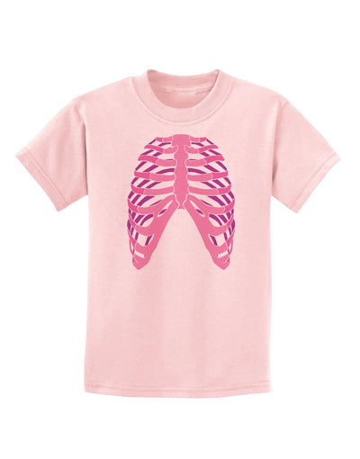 Human Pink Skeleton Bones Ribcage Childrens T-Shirt-Childrens T-Shirt-TooLoud-PalePink-X-Small-Davson Sales