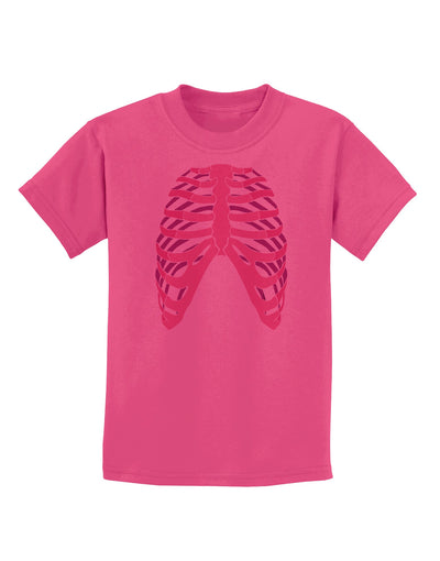 Human Pink Skeleton Bones Ribcage Childrens T-Shirt-Childrens T-Shirt-TooLoud-Sangria-X-Small-Davson Sales