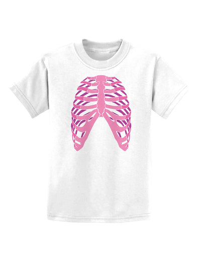 Human Pink Skeleton Bones Ribcage Childrens T-Shirt-Childrens T-Shirt-TooLoud-White-X-Small-Davson Sales