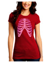 Human Pink Skeleton Bones Ribcage Juniors Crew Dark T-Shirt-T-Shirts Juniors Tops-TooLoud-Red-Juniors Fitted Small-Davson Sales