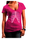 Human Pink Skeleton Bones Ribcage Juniors V-Neck Dark T-Shirt-Womens V-Neck T-Shirts-TooLoud-Hot-Pink-Small-Davson Sales