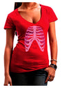 Human Pink Skeleton Bones Ribcage Juniors V-Neck Dark T-Shirt-Womens V-Neck T-Shirts-TooLoud-Red-Small-Davson Sales