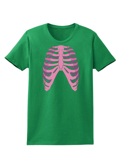 Human Pink Skeleton Bones Ribcage Womens Dark T-Shirt-TooLoud-Kelly-Green-X-Small-Davson Sales