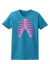 Human Pink Skeleton Bones Ribcage Womens Dark T-Shirt-TooLoud-Turquoise-X-Small-Davson Sales