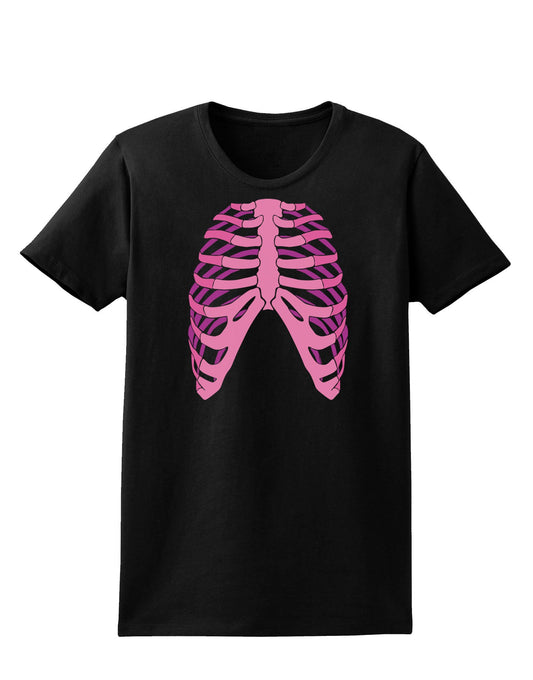 Human Pink Skeleton Bones Ribcage Womens Dark T-Shirt-TooLoud-Black-X-Small-Davson Sales
