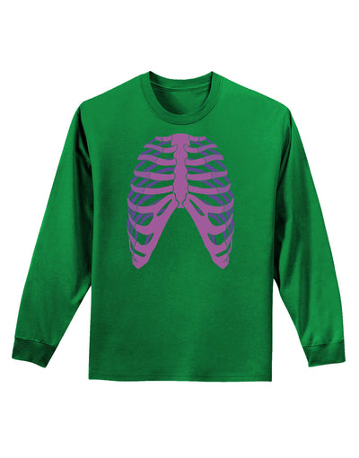 Human Purple Skeleton Bones Ribcage Adult Long Sleeve Dark T-Shirt-TooLoud-Kelly-Green-Small-Davson Sales