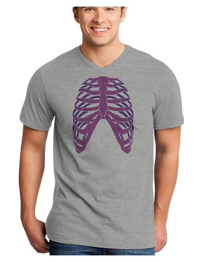 Human Purple Skeleton Bones Ribcage Adult V-Neck T-shirt-Mens V-Neck T-Shirt-TooLoud-HeatherGray-Small-Davson Sales