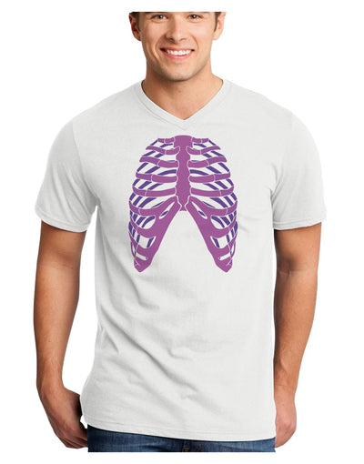 Human Purple Skeleton Bones Ribcage Adult V-Neck T-shirt-Mens V-Neck T-Shirt-TooLoud-White-Small-Davson Sales