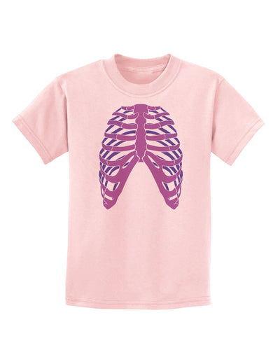 Human Purple Skeleton Bones Ribcage Childrens T-Shirt-Childrens T-Shirt-TooLoud-PalePink-X-Small-Davson Sales