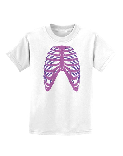 Human Purple Skeleton Bones Ribcage Childrens T-Shirt-Childrens T-Shirt-TooLoud-White-X-Small-Davson Sales