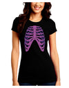 Human Purple Skeleton Bones Ribcage Juniors Crew Dark T-Shirt-T-Shirts Juniors Tops-TooLoud-Black-Juniors Fitted Small-Davson Sales