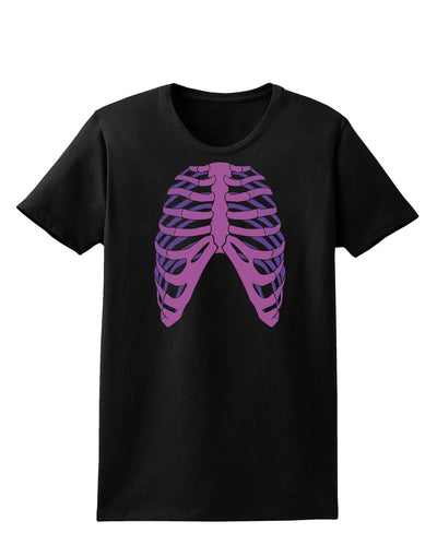 Human Purple Skeleton Bones Ribcage Womens Dark T-Shirt-TooLoud-Black-X-Small-Davson Sales