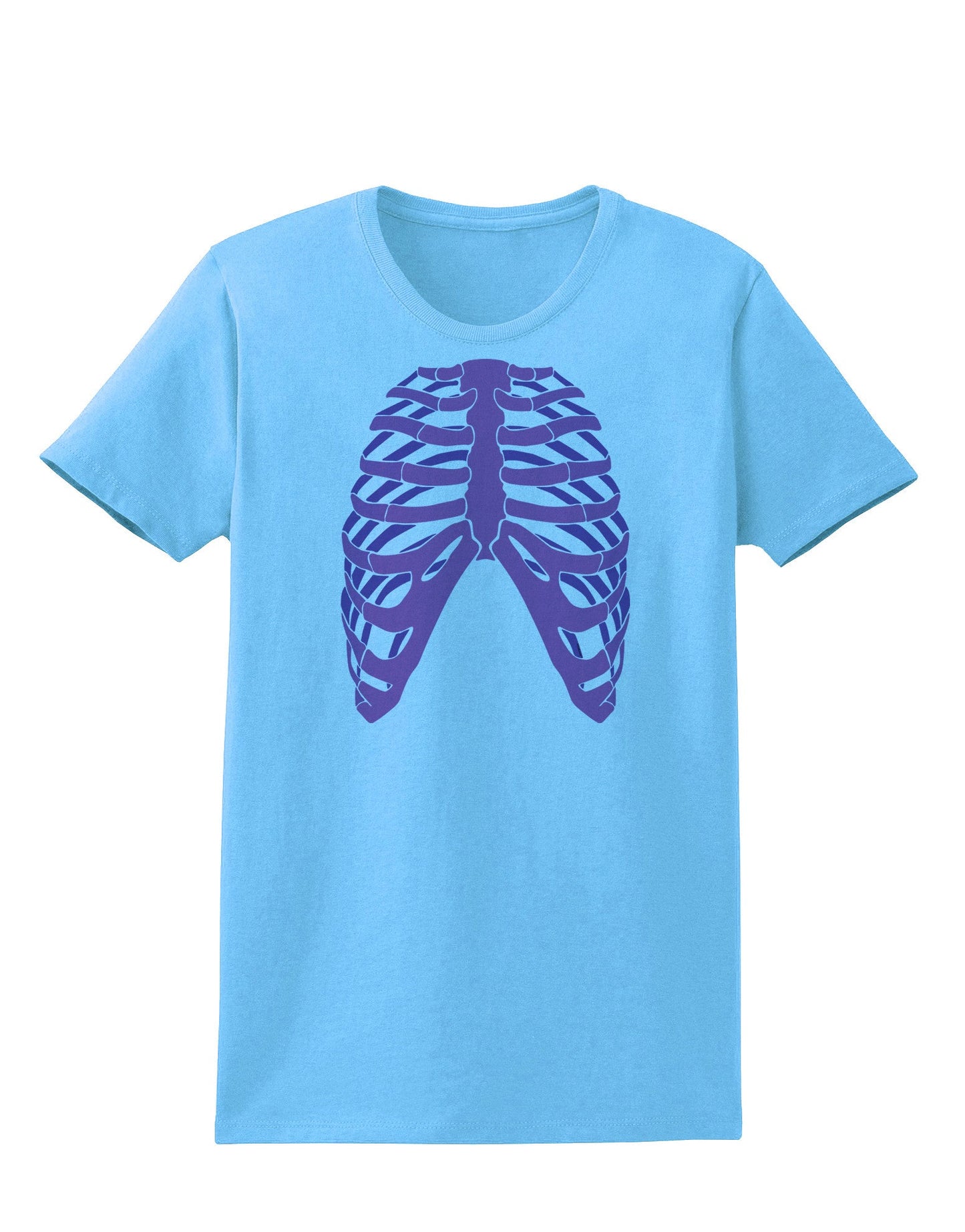 Human Purple Skeleton Bones Ribcage Womens T-Shirt-Womens T-Shirt-TooLoud-Aquatic-Blue-X-Small-Davson Sales