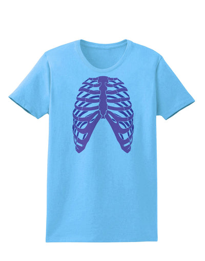 Human Purple Skeleton Bones Ribcage Womens T-Shirt-Womens T-Shirt-TooLoud-Aquatic-Blue-X-Small-Davson Sales