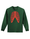 Human Red Skeleton Bones Ribcage Adult Long Sleeve Dark T-Shirt-TooLoud-Dark-Green-Small-Davson Sales