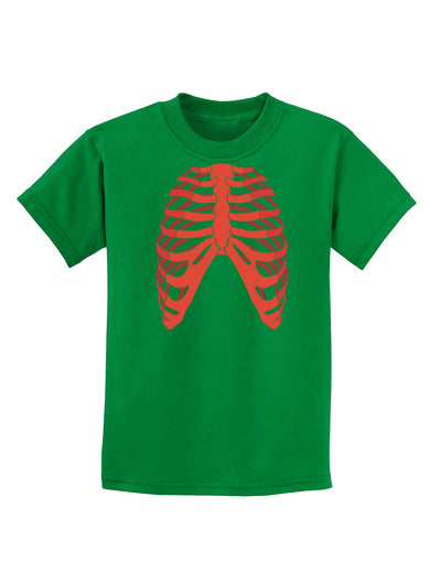 Human Red Skeleton Bones Ribcage Childrens Dark T-Shirt-Childrens T-Shirt-TooLoud-Kelly-Green-X-Small-Davson Sales