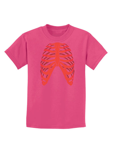 Human Red Skeleton Bones Ribcage Childrens Dark T-Shirt-Childrens T-Shirt-TooLoud-Sangria-X-Small-Davson Sales