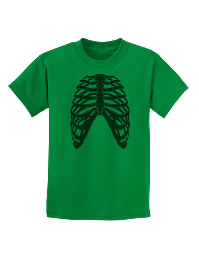 Human Red Skeleton Bones Ribcage Childrens T-Shirt-Childrens T-Shirt-TooLoud-Kelly-Green-X-Small-Davson Sales