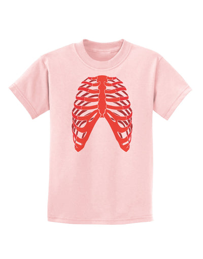 Human Red Skeleton Bones Ribcage Childrens T-Shirt-Childrens T-Shirt-TooLoud-PalePink-X-Small-Davson Sales