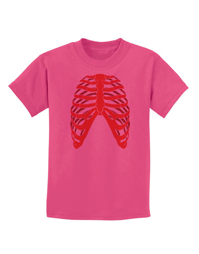 Human Red Skeleton Bones Ribcage Childrens T-Shirt-Childrens T-Shirt-TooLoud-Sangria-X-Small-Davson Sales