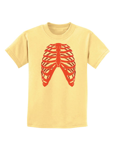 Human Red Skeleton Bones Ribcage Childrens T-Shirt-Childrens T-Shirt-TooLoud-Daffodil-Yellow-X-Small-Davson Sales