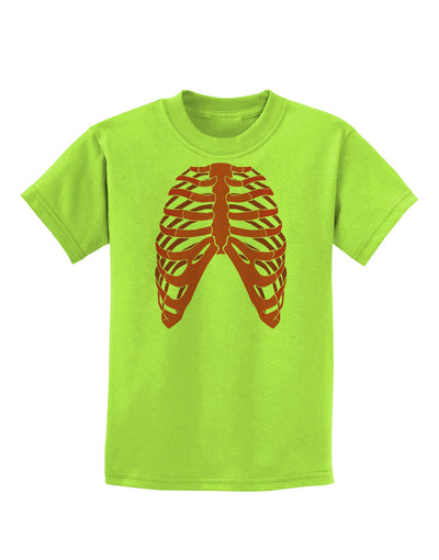 Human Red Skeleton Bones Ribcage Childrens T-Shirt-Childrens T-Shirt-TooLoud-Lime-Green-X-Small-Davson Sales