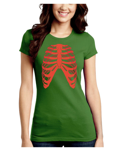 Human Red Skeleton Bones Ribcage Juniors Crew Dark T-Shirt-T-Shirts Juniors Tops-TooLoud-Kiwi-Green-Juniors Fitted Small-Davson Sales