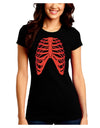 Human Red Skeleton Bones Ribcage Juniors Crew Dark T-Shirt-T-Shirts Juniors Tops-TooLoud-Black-Juniors Fitted Small-Davson Sales