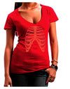 Human Red Skeleton Bones Ribcage Juniors V-Neck Dark T-Shirt-Womens V-Neck T-Shirts-TooLoud-Red-Small-Davson Sales