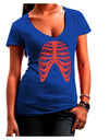 Human Red Skeleton Bones Ribcage Juniors V-Neck Dark T-Shirt-Womens V-Neck T-Shirts-TooLoud-Royal-Blue-Small-Davson Sales