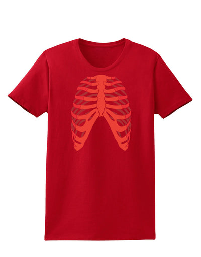 Human Red Skeleton Bones Ribcage Womens Dark T-Shirt-TooLoud-Red-X-Small-Davson Sales