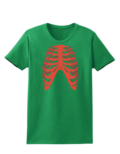 Human Red Skeleton Bones Ribcage Womens Dark T-Shirt-TooLoud-Kelly-Green-X-Small-Davson Sales