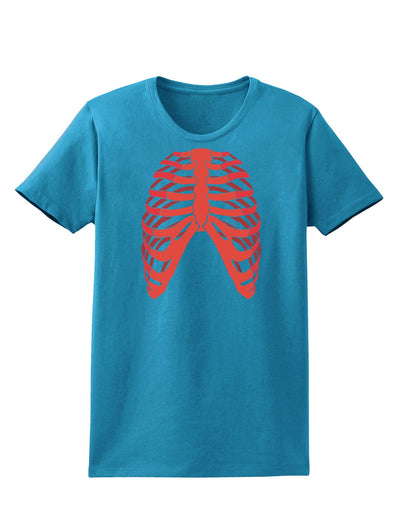 Human Red Skeleton Bones Ribcage Womens Dark T-Shirt-TooLoud-Turquoise-X-Small-Davson Sales