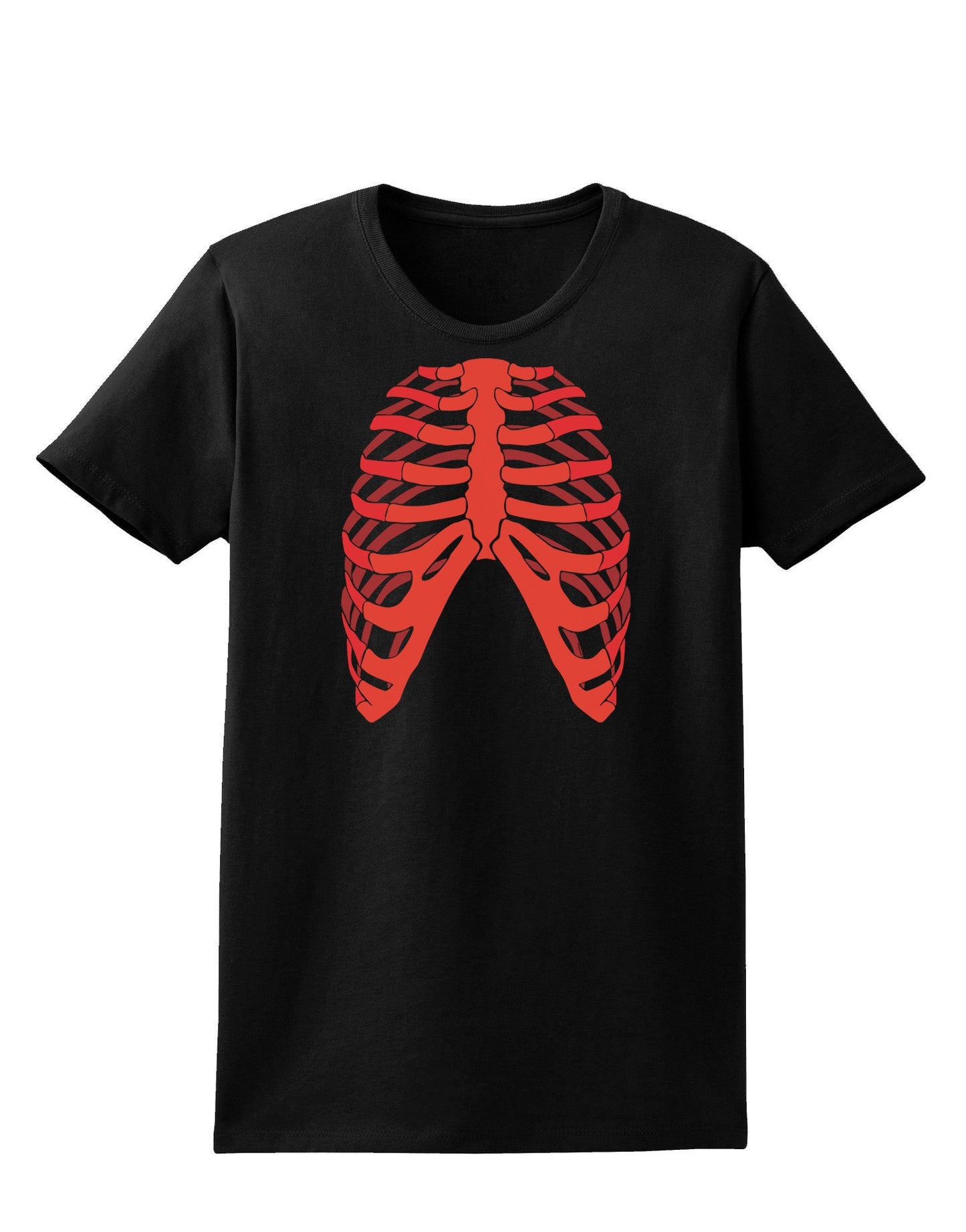 Human Red Skeleton Bones Ribcage Womens Dark T-Shirt-TooLoud-Black-X-Small-Davson Sales