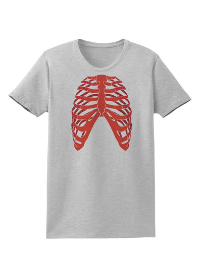 Human Red Skeleton Bones Ribcage Womens T-Shirt-Womens T-Shirt-TooLoud-AshGray-X-Small-Davson Sales