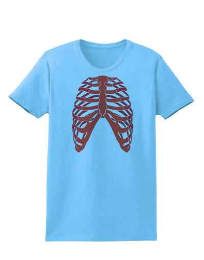 Human Red Skeleton Bones Ribcage Womens T-Shirt-Womens T-Shirt-TooLoud-Aquatic-Blue-X-Small-Davson Sales